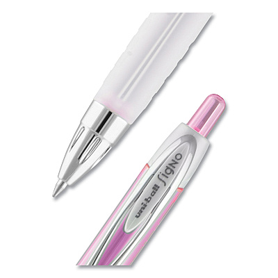 uniball 207 Office Pack Gel Pen, Retractable, Medium 0.7 mm, Black Ink, Pink/Translucent White Barrel, 36/Pack (UBC2003896)
