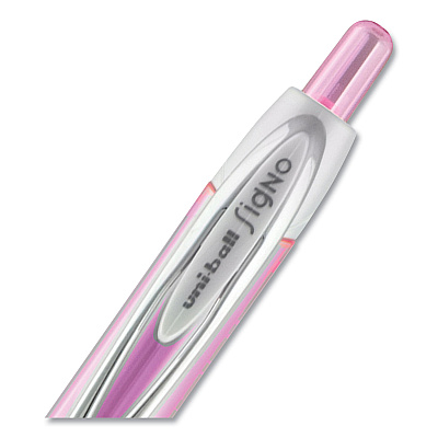 uniball 207 Office Pack Gel Pen, Retractable, Medium 0.7 mm, Black Ink, Pink/Translucent White Barrel, 36/Pack (UBC2003896)