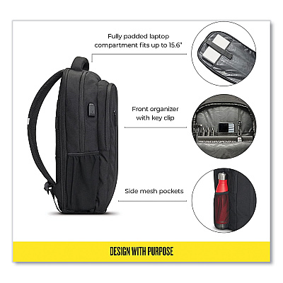 Solo Re:Define Laptop Backpack, 15.6, 12.25 x 5.75 x 18.75, Black (USLUBN7084)