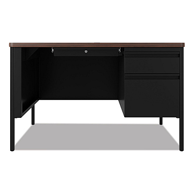 Hirsh Industries Teachers Pedestal Desks, One Right-Hand Pedestal: Box/File Drawers, 48" x 30" x 29.5", Walnut/Black (HID22652)
