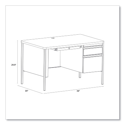 Hirsh Industries Teachers Pedestal Desks, One Right-Hand Pedestal: Box/File Drawers, 48" x 30" x 29.5", Maple/Black (HID24344)