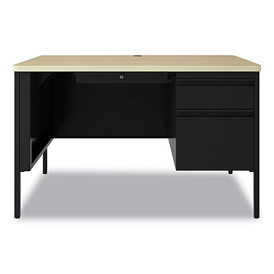 Hirsh Industries Teachers Pedestal Desks, One Right-Hand Pedestal: Box/File Drawers, 48" x 30" x 29.5", Maple/Black (HID24344)
