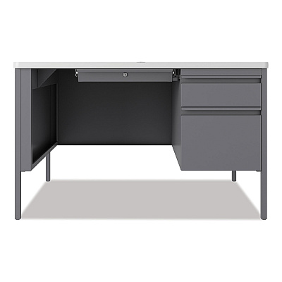 Hirsh Industries Teachers Pedestal Desks, One Right-Hand Pedestal: Box/File Drawers, 48" x 30" x 29.5", White/Platinum (HID22653)