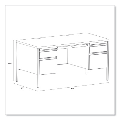 Hirsh Industries Teachers Pedestal Desks, Left and Right-Hand Pedestals: Box/File Drawer Format, 60" x 30" x 29.5", Walnut/Black (HID22654)