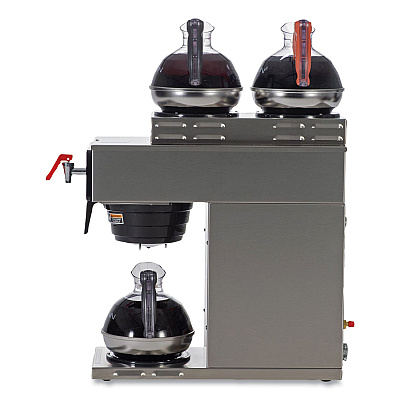 BUNN AXIOM DV-3 12-Cup Dual-Voltage Coffee Brewer with 3 Warmers, Silver/Black (BUN387000008)