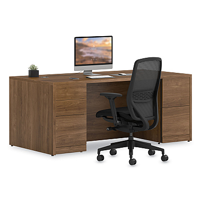 HON 10500 Series Double Full-Height Pedestal Desk, Left: Box/Box/File, Right: File/File, 72" x 36" x 29.5", Pinnacle (HON105890PINC)