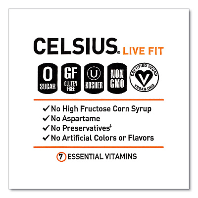 Celsius Live Fit Variety Pack, Kiwi Guava and Orange, 12 oz Can, 24/Carton (GRR22002166)