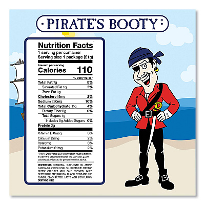 Pirate's Booty Cheddar Blast, Cheddar, 0.75 oz Bag, 16/Carton (GRR32400002)