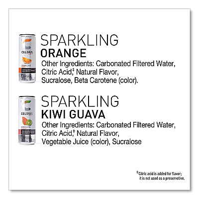 Celsius Live Fit Variety Pack, Kiwi Guava and Orange, 12 oz Can, 24/Carton (GRR22002166)
