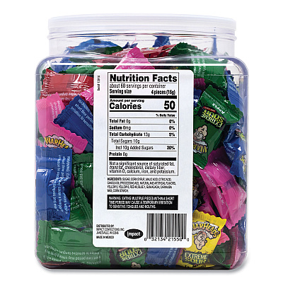 WARHEADS Xtreme Sour Hard Candy, Assorted Flavors, 34 oz Tub (GRR22002140)