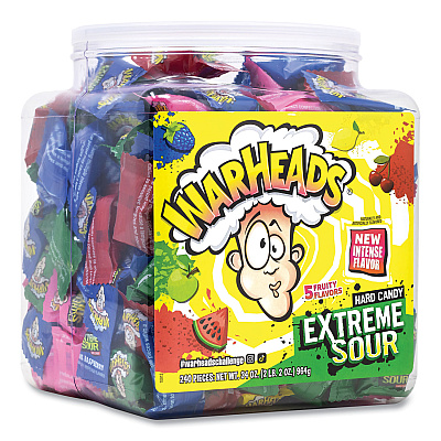 WARHEADS Xtreme Sour Hard Candy, Assorted Flavors, 34 oz Tub (GRR22002140)