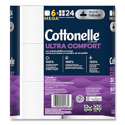 Cottonelle Ultra ComfortCare Toilet Paper, Soft Tissue, Mega Rolls, Septic Safe, 2-Ply, White, 284/Roll, 6 Rolls/Pack, 36 Rolls/Carton (KCC55707)