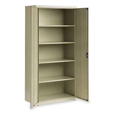 Alera Economy Assembled Storage Cabinets, 5 Shelves, 36" x 18" x 72", Putty (ALEHCM7218PY)