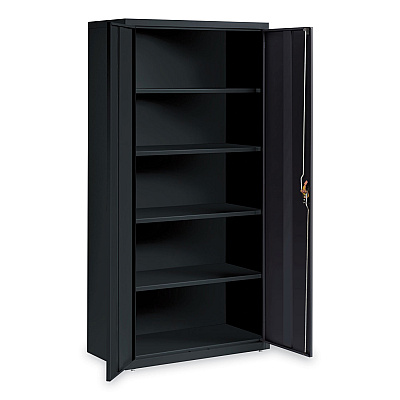 Alera Economy Assembled Storage Cabinets, 5 Shelves, 36" x 18" x 72", Black (ALEHCM7218BK)