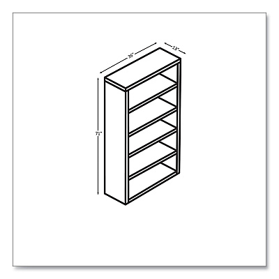 HON 10500 Series Laminate Bookcase, Five Shelves, 36" x 13" x 71", Kingswood Walnut (HON105535LKI1)