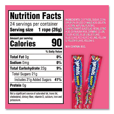Nestl Nerds Rope Candy, Fruity, 0.92 oz Individually Wrapped, 24/Carton (GRR22002136)