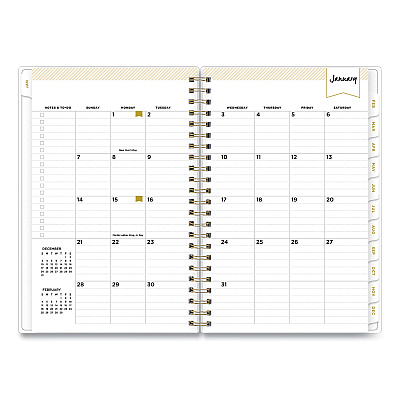 Blue Sky Day Designer Tile Weekly/Monthly Planner, Geometric Artwork, 8 x 5, Blue/White Cover, 12-Month (Jan to Dec): 2026 (101410)