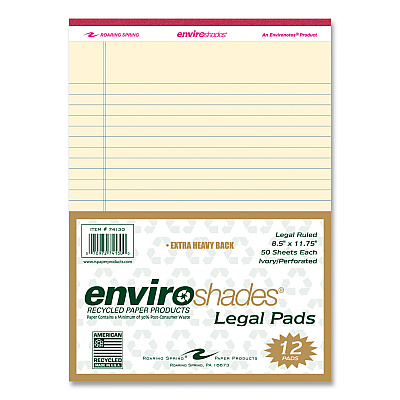 Roaring Spring Enviroshades Legal Notepads, 50 Ivory 8.5 x 11.75 Sheets, 72 Notepads/Carton (ROA74130CS)