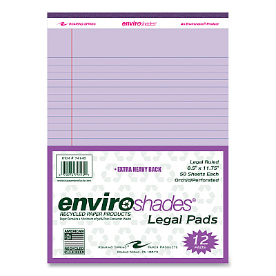 Roaring Spring Enviroshades Legal Notepads, 50 Orchid 8.5 x 11.75 Sheets, 72 Notepads/Carton (ROA74140CS)
