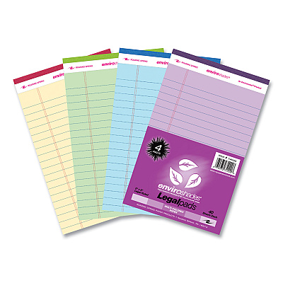 Roaring Spring Enviroshades Legal Notepads, 40 Assorted 5 x 8 Sheets, 72 Notepads/Carton (ROA74000CS)