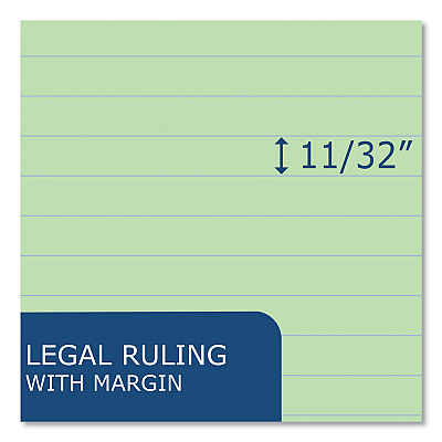 Roaring Spring Enviroshades Legal Notepads, 50 Green 8.5 x 11.75 Sheets, 72 Notepads/Carton (ROA74193CS)