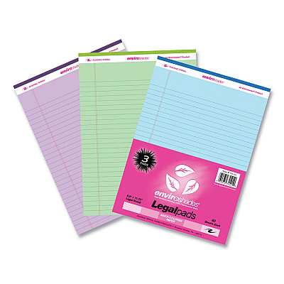 Roaring Spring Enviroshades Legal Notepads, 40 Assorted 8.5 x 11.75 Sheets, 54 Notepads/Carton (ROA74101CS)