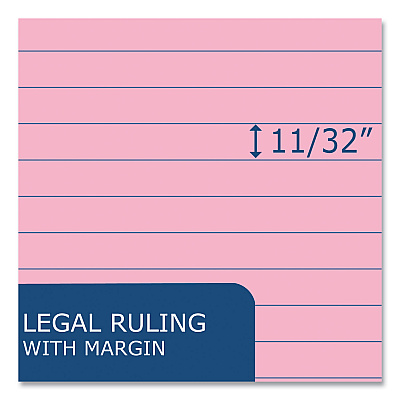 Roaring Spring Enviroshades Legal Notepads, 50 Pink 8.5 x 11.75 Sheets, 72 Notepads/Carton (ROA74150CS)