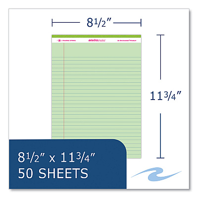 Roaring Spring Enviroshades Legal Notepads, 50 Green 8.5 x 11.75 Sheets, 72 Notepads/Carton (ROA74193CS)