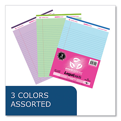 Roaring Spring Enviroshades Legal Notepads, 40 Assorted 8.5 x 11.75 Sheets, 54 Notepads/Carton (ROA74101CS)