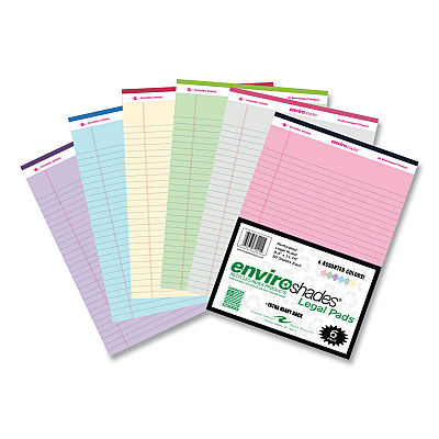 Roaring Spring Enviroshades Legal Notepads, 50 Assorted 8.5 x 11.75 Sheets, 36 Notepads/Carton (ROA74221CS)