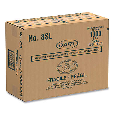 Dart Plastic Cold Cup Lids, Fits 8 oz to 9 oz Cups, Translucent, 100 Pack, 10 Packs/Carton (DCC8SL)