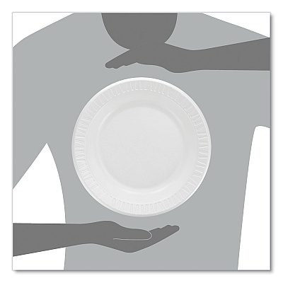 Dart Quiet Classic Laminated Foam Dinnerware, Plate, 10" dia, White, 500/Carton (DCC10PWQ)