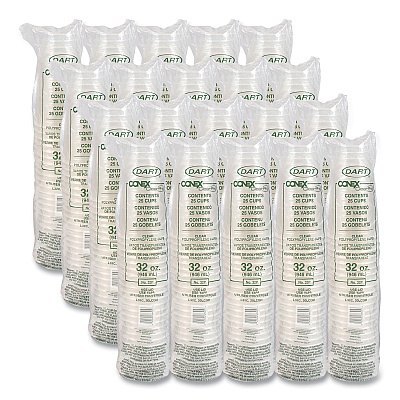 Dart Conex ClearPro Plastic Cold Cups, Cold Cups, 32 oz, Clear, 25/Bag, 20 Bags/Carton (DCC32P)