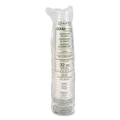Dart Conex ClearPro Plastic Cold Cups, Cold Cups, 32 oz, Clear, 25/Bag, 20 Bags/Carton (DCC32P)
