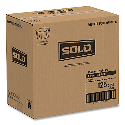 Solo Paper Portion Cups, ProPlanet Seal, 1.25 oz, White, 250/Bag, 20 Bags/Carton (SCC125U)