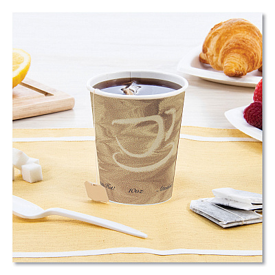 Solo Single Sided Poly Paper Hot Cups, 10 oz, Mistique Design, 50/Bag, 20 Bags/Carton (SCC370MS)