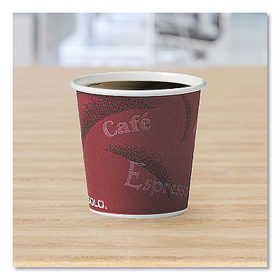 Solo Single-Sided Poly Paper Hot Cups, 4 oz, Bistro Design, 50/Pack, 20 Pack/Carton (SCC374SI)