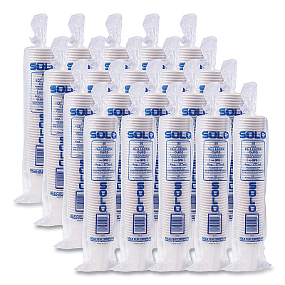 Solo Single-Sided Poly Paper Hot Cups, 6 oz, White, 50/Pack, 20 Packs/Carton (SCC376W)