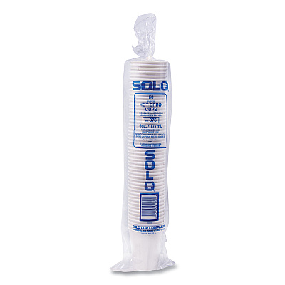 Solo Single-Sided Poly Paper Hot Cups, 6 oz, White, 50/Pack, 20 Packs/Carton (SCC376W)