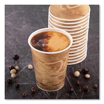 Solo Mistique Polycoated Hot Paper Cups, 12 oz, Printed, Brown, 50/Sleeve, 20 Sleeves/Carton (SCC412MSN)