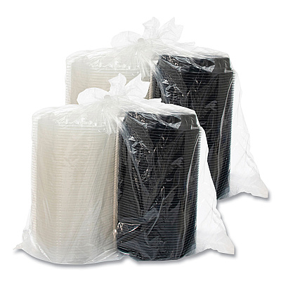 Solo OctaView Hinged-Lid Hot Food Containers, 3-Compartment, 38 oz, 9.55 x 9.1 x 2.4, Black/Clear, Plastic, 100/Carton (SCC809014PP94)