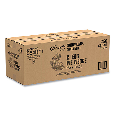 Dart Showtime Clear Hinged Containers, Pie Wedge, 6.67 oz, 6.1 x 5.6 x 3, Clear, Plastic, 125/Pack, 2 Packs/Carton (DCCC54HT1)