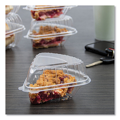 Dart Showtime Clear Hinged Containers, Pie Wedge, 6.67 oz, 6.1 x 5.6 x 3, Clear, Plastic, 125/Pack, 2 Packs/Carton (DCCC54HT1)
