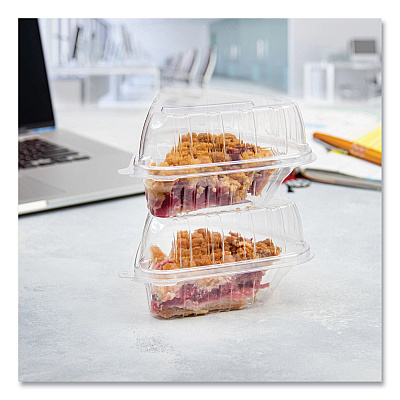 Dart Showtime Clear Hinged Containers, Pie Wedge, 6.67 oz, 6.1 x 5.6 x 3, Clear, Plastic, 125/Pack, 2 Packs/Carton (DCCC54HT1)