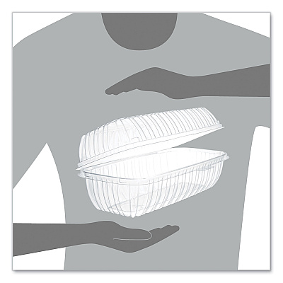 Dart Showtime Clear Hinged Containers, Hoagie Container, 29.9 oz, 5.1 x 9.9 x 3.5, Clear, Plastic, 100/Bag 2 Bags/Carton (DCCC99HT1)