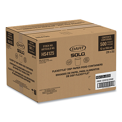 Solo Double Poly Paper Food Containers, 12 oz, 3.6 Diameter x 3.3 h, Symphony Design, 25/Pack, 20 Packs/Carton (SCCHS4125SYM)