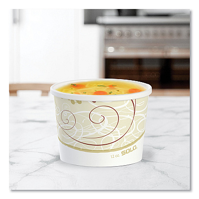 Solo Double Poly Paper Food Containers, 12 oz, 3.6 Diameter x 3.3 h, Symphony Design, 25/Pack, 20 Packs/Carton (SCCHS4125SYM)