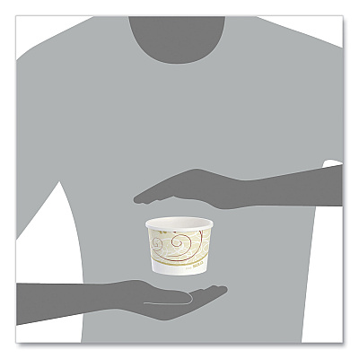 Solo Double Poly Paper Food Containers, 12 oz, 3.6 Diameter x 3.3 h, Symphony Design, 25/Pack, 20 Packs/Carton (SCCHS4125SYM)