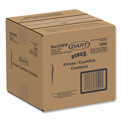 Dart Bonus Polypropylene Cutlery, Knife, White, 5", 1000/Carton (DCCK5BW)