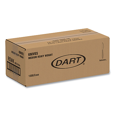 Solo Reliance Mediumweight Cutlery, Standard Size, Knife, Bulk, White, 1,000/Carton (SCCRSWK)